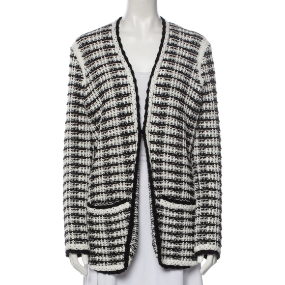 Maje J Striped Cotton-Blend Cardigan - Picture 3 of 15